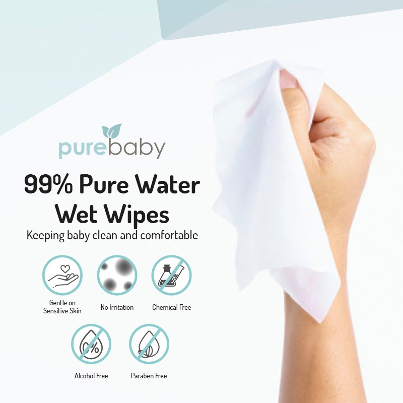 Pure Baby 99% Pure Water Travel Wet Wipes Carton Deal (3x20sx24pk)